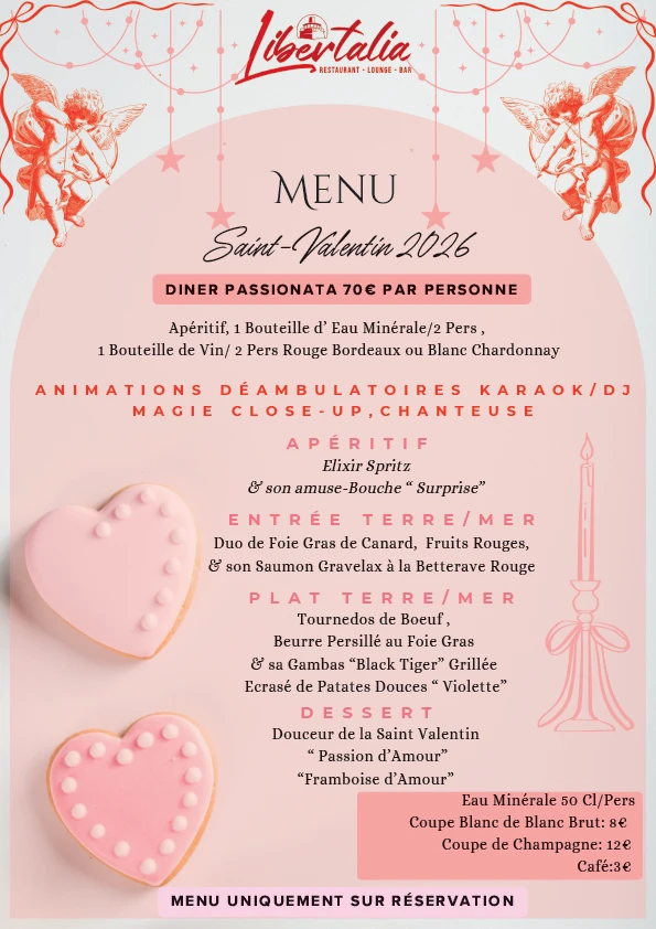 Menu de la Saint Valentin 2026 Libertalia